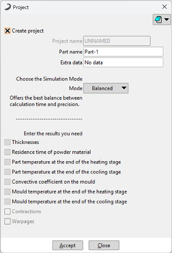 Define Project Window
