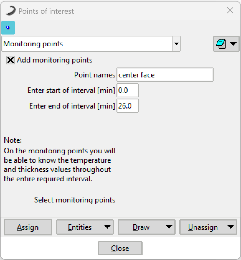 Monitoring Points Window