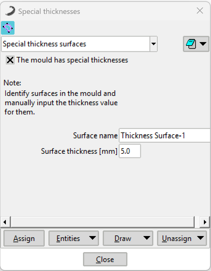 Special Thicknesses Window